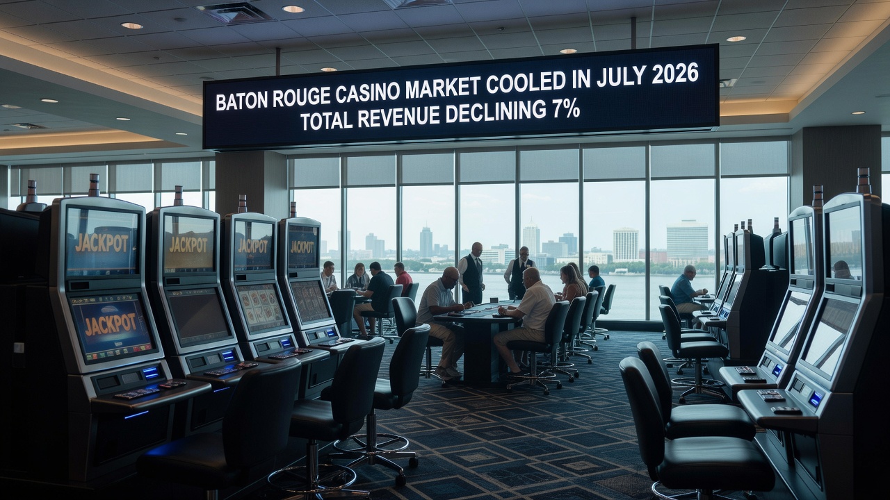 Chart displaying monthly casino revenue trends for Baton Rouge properties through summer 2026